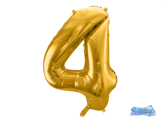 Balónek číslo 4, 86 cm zlatý