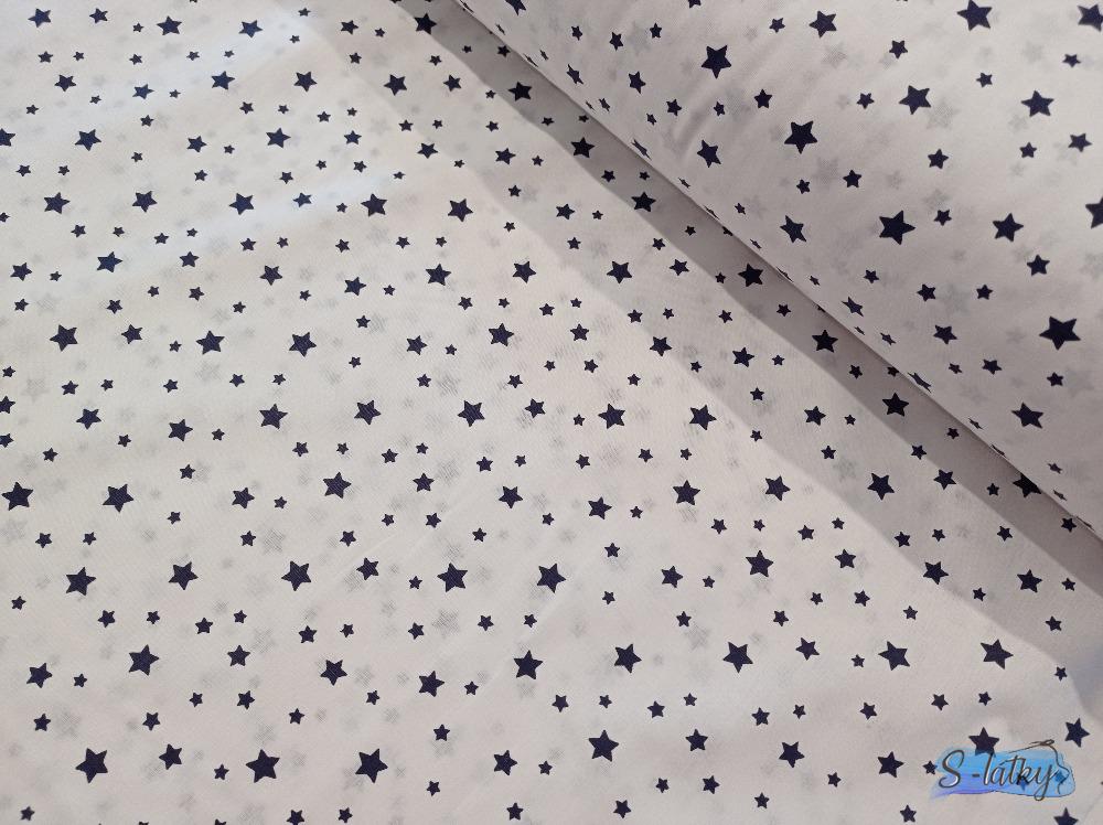 Hvězdičky tm.modré na bílé š.240cm