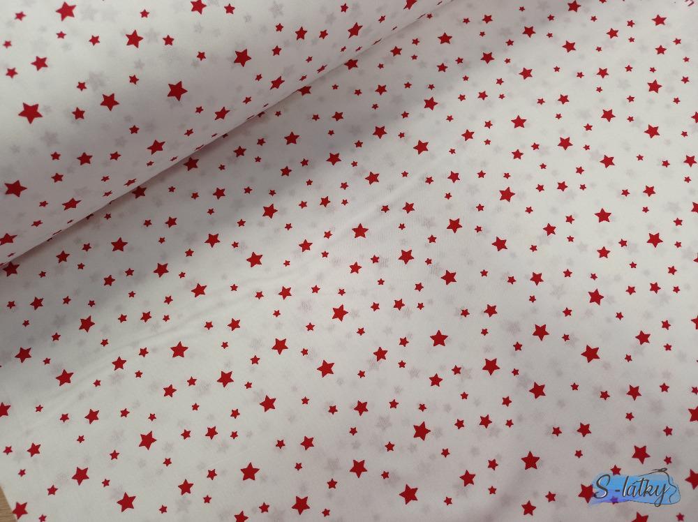 Červené hvězdičky na bílé š.240cm