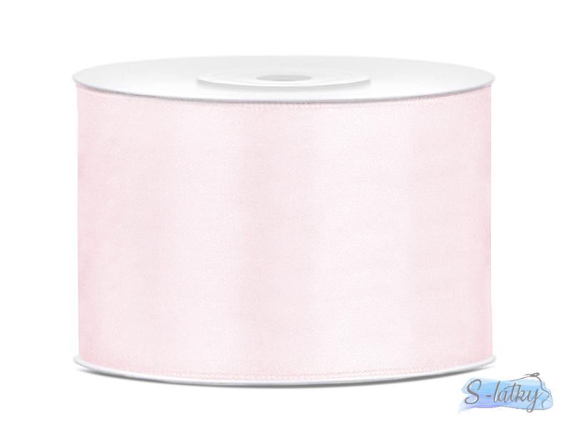 Stuha saténová pudrově růžová, 50 mm x 25 m