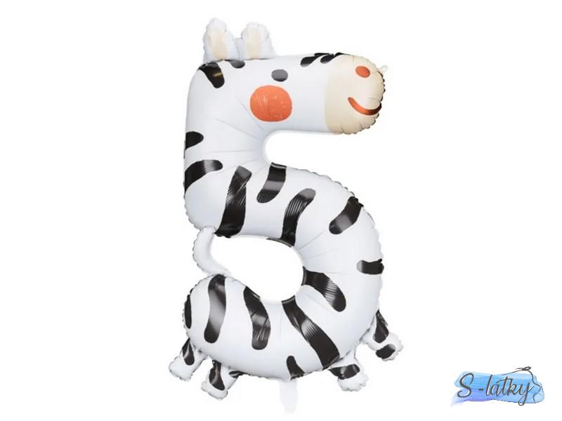 Balónek číslo 5, 86 cm zvířátka