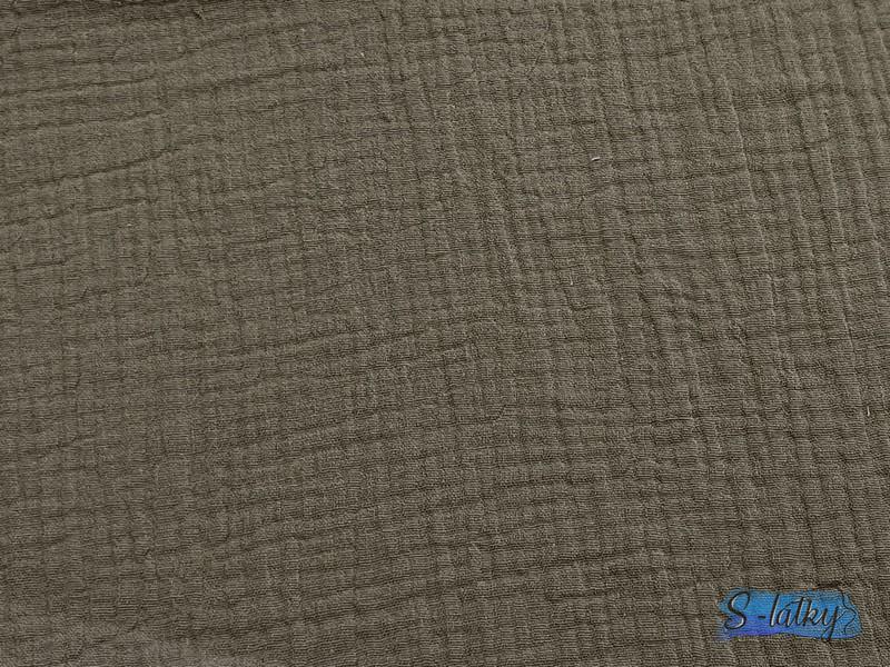 Dvojitá gázovina - khaki š.140cm CELÝ NÁVIN